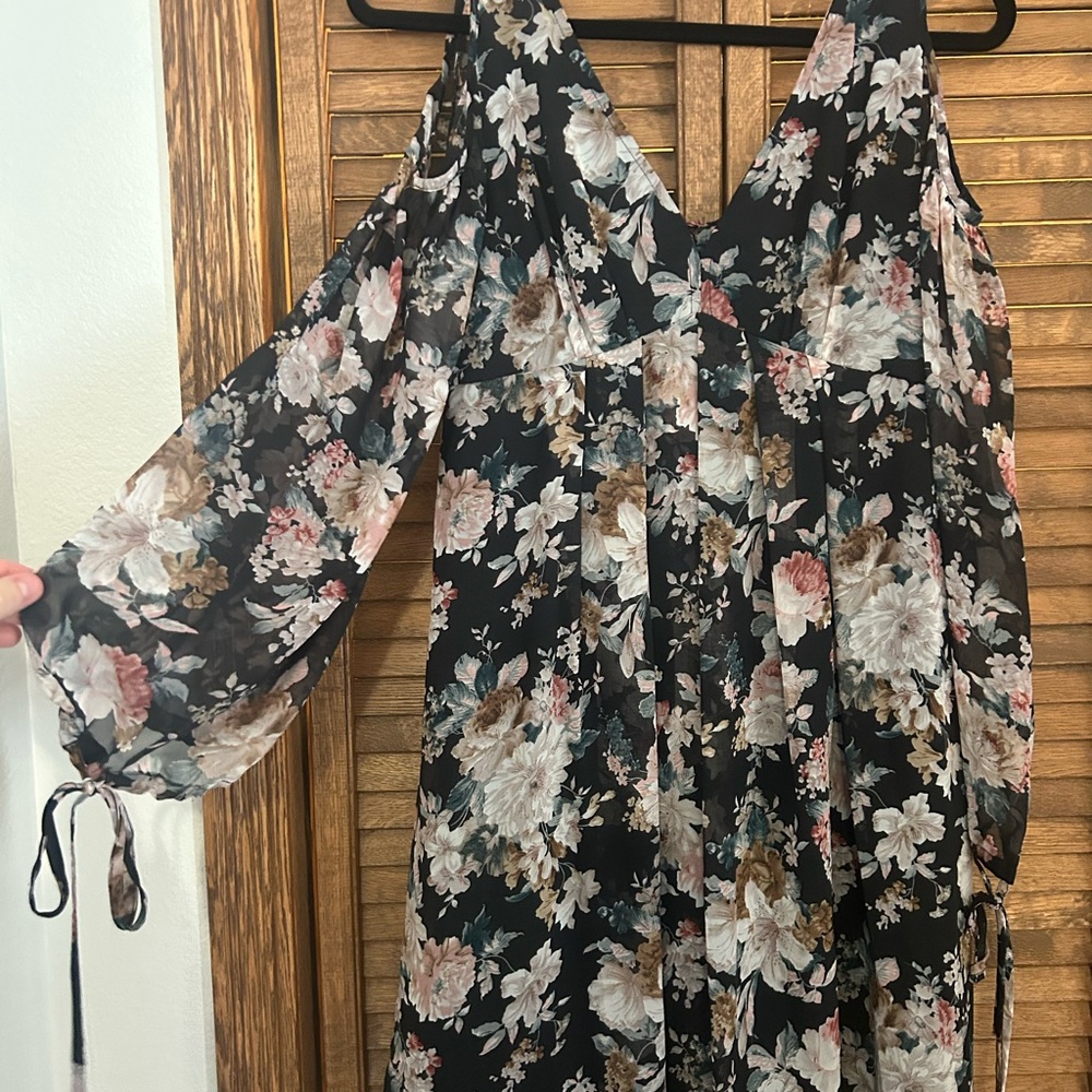Anama Black Floral Midi Dress